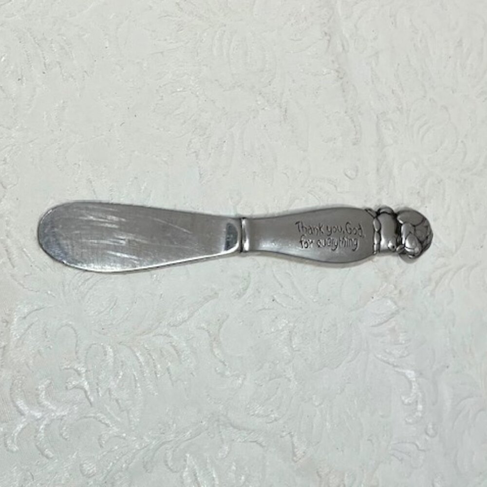 VTG 1983 Enesco "Thank You God, For Everything" Stainless Cutlery Butter Knife